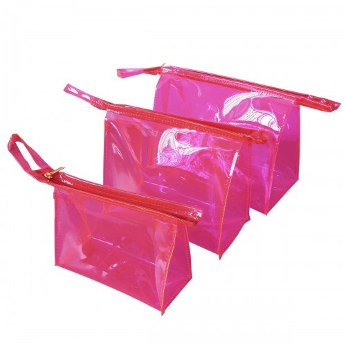 Kit 3 Necessaires Pink Translucido P M G